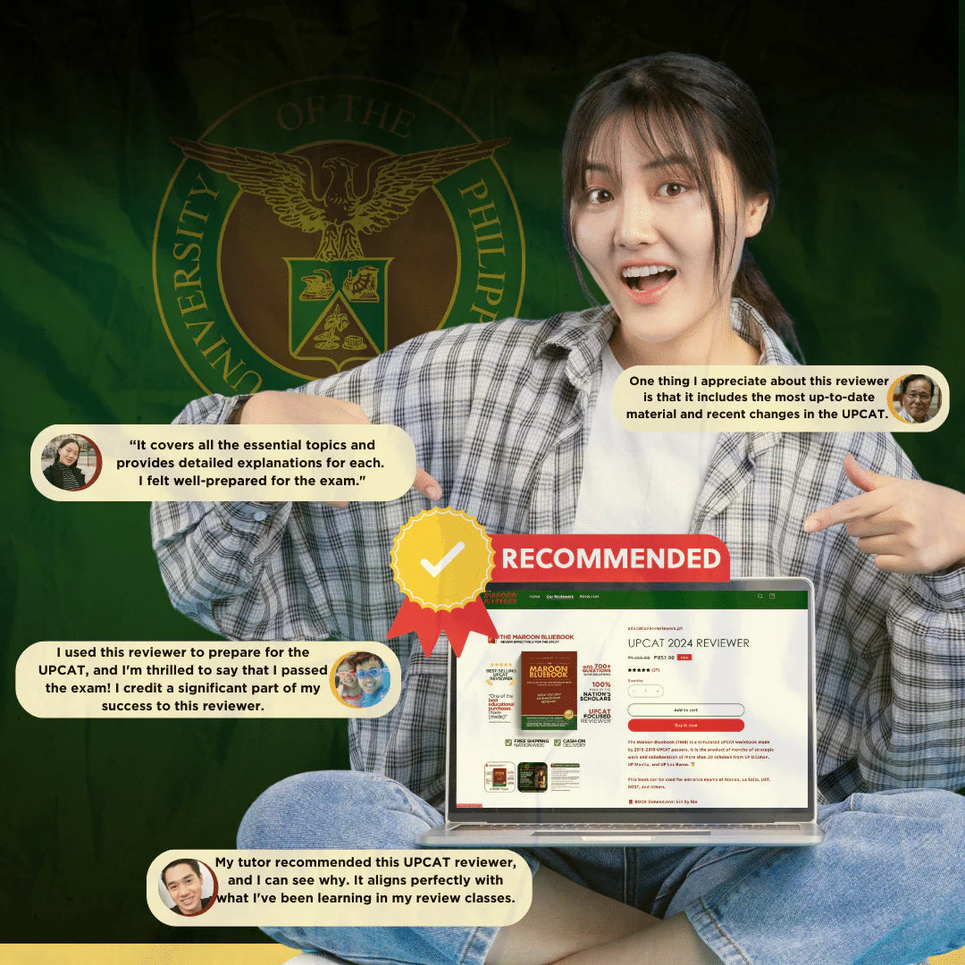 Upcat Book The Maroon Bluebook - ULTIMATE Updated UPCAT 2025 Reviewer